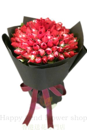 聖誕閃耀花束:送老婆結婚周年花束-LED101枝玫瑰花束