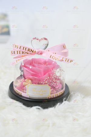 Wholeheartedly Preserved Flower Rose Decoration (pink without lights) (2021 Valentine's Day Bouquet Series)