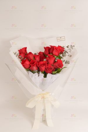 Eternal promise (19 red roses, eucalyptus) (imported roses)