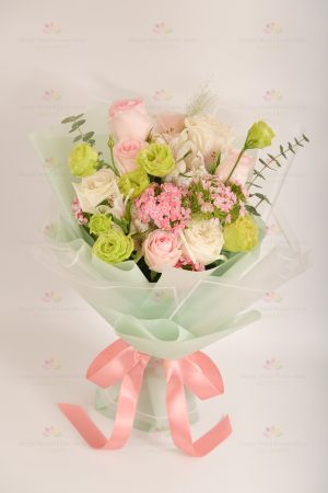 Declaration of love (white rose, pink rose) (imported rose)