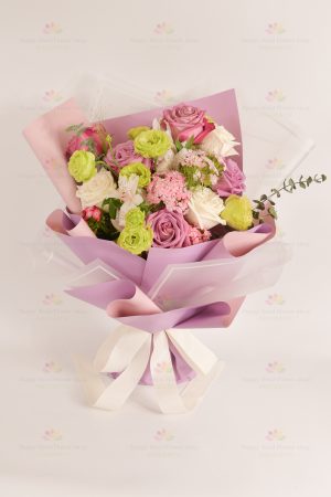 Romantic True Love (Purple Rose, White Rose) (using imported roses)